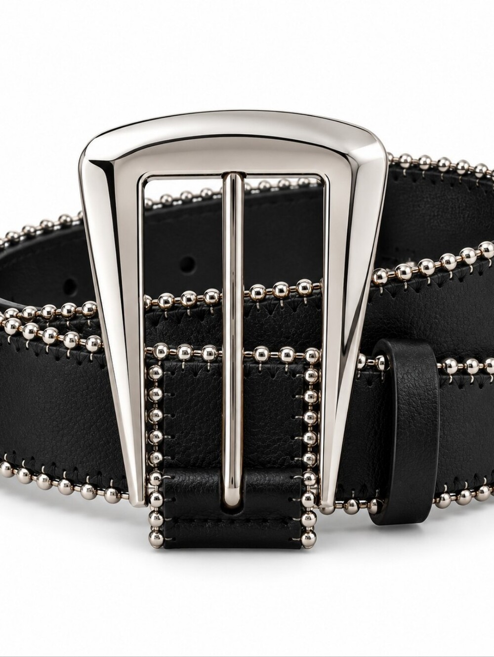 Wild Fable Black Studded Belt Size L Silver Buckle Western Y2K Edgy